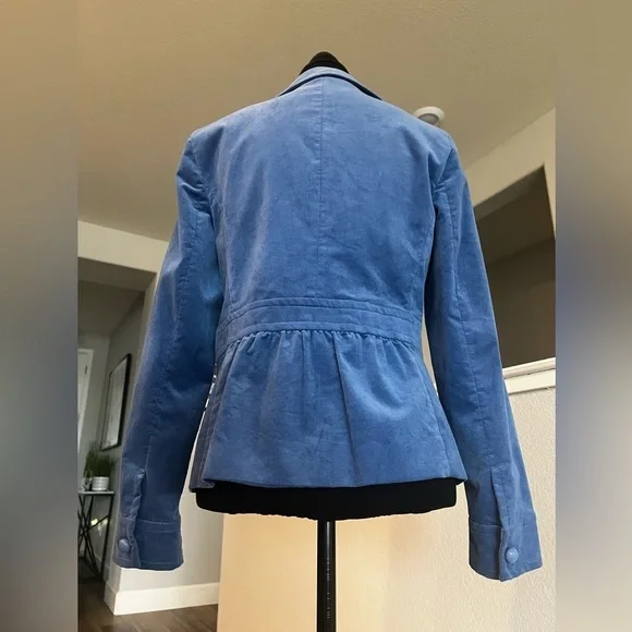 Talbot’s Blue Velvet Military Style Jacket with Structured Fit - Size 8 - Picture 7 of 12